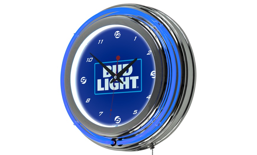 Bud Light 14 Inch Neon Wall Clock Block Text Groupon