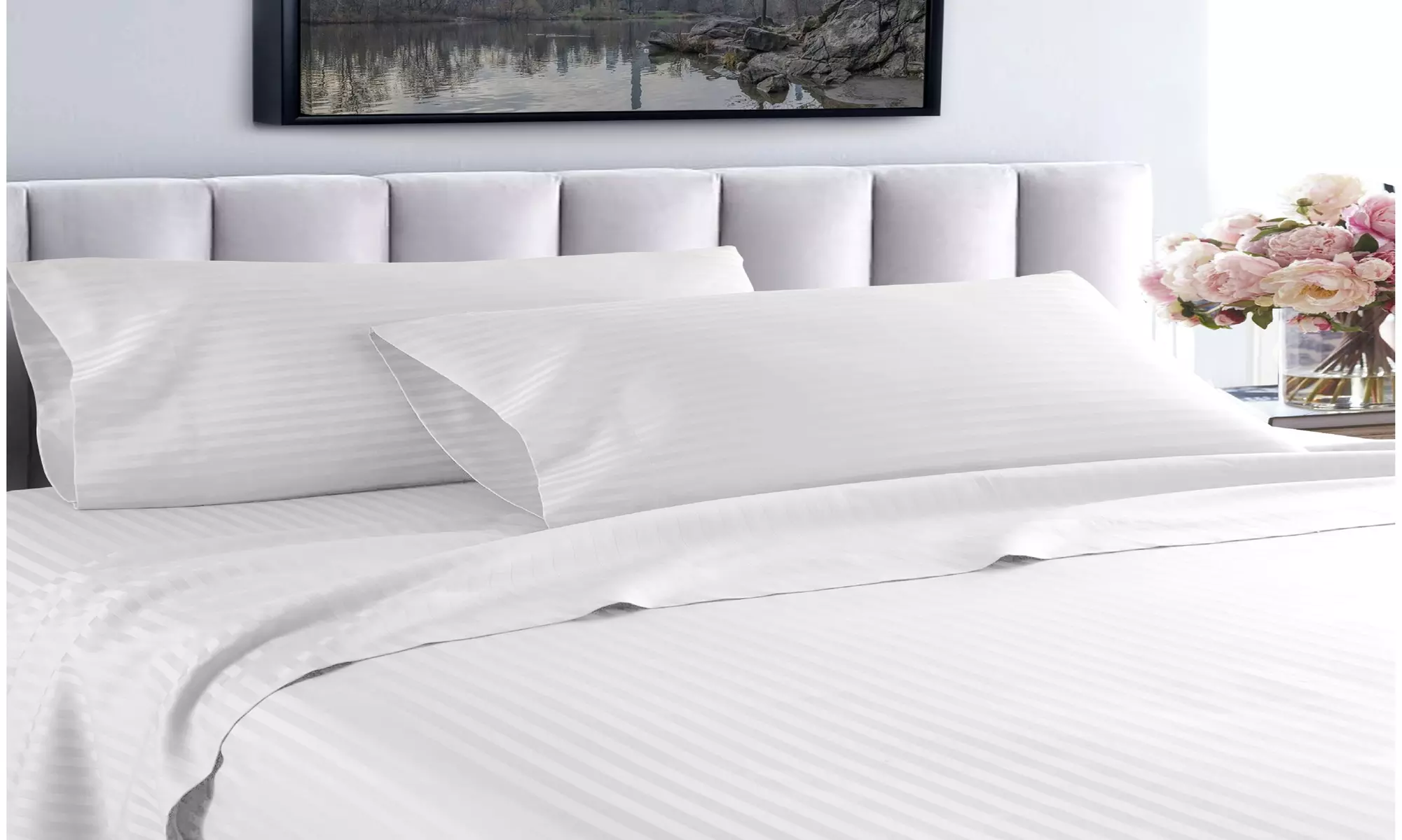 Home Sweet Home Dreams Inc 1200-Thread Count Stripe Cotton Sheet Set