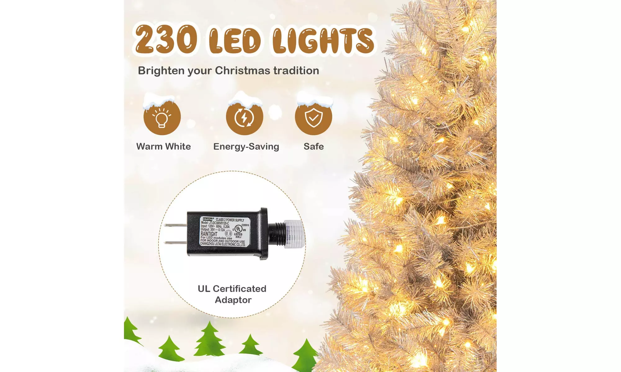 Costway 5/6/7 FT Christmas Tree Artificial Xmas Tree with Branch Tips LED Lights