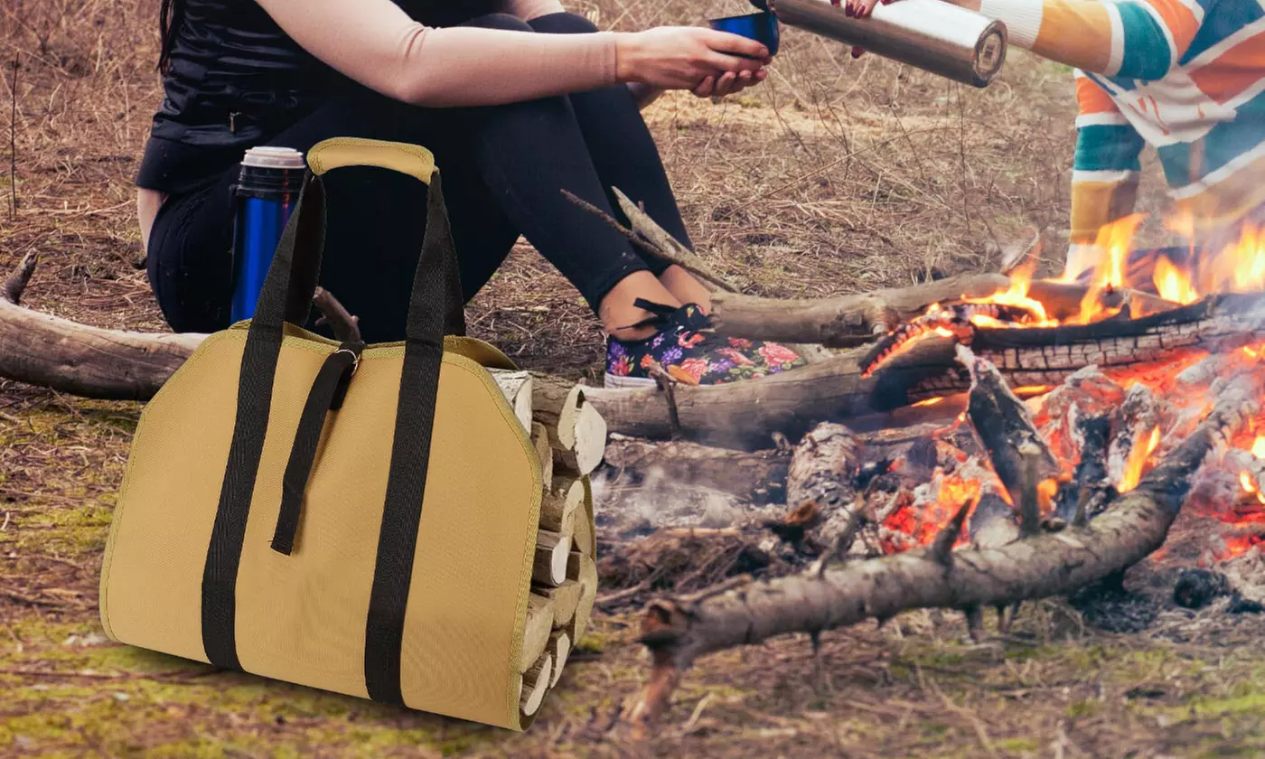 Heavy Duty Camping Firewood Log Carrier Tote Bag with Strap
