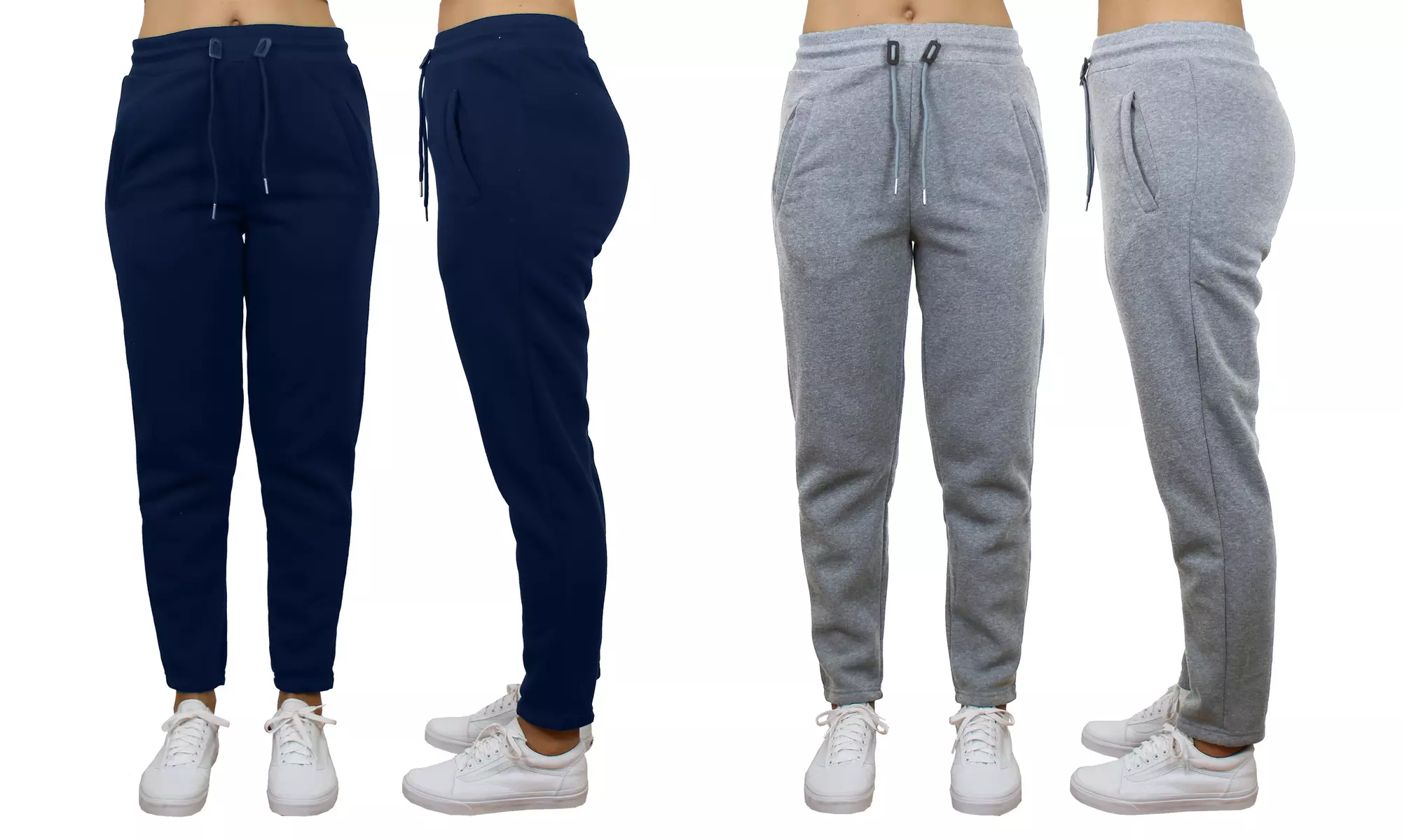 2-Pack Women's Loose Fitting Open Bottom Fleece Sweatpants (Sizes, S-2XL) 
