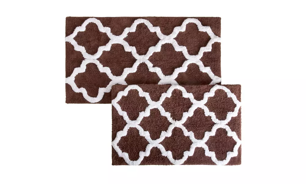 Lavish Home 100% Cotton Trellis Bath Mat Set (2-Piece)