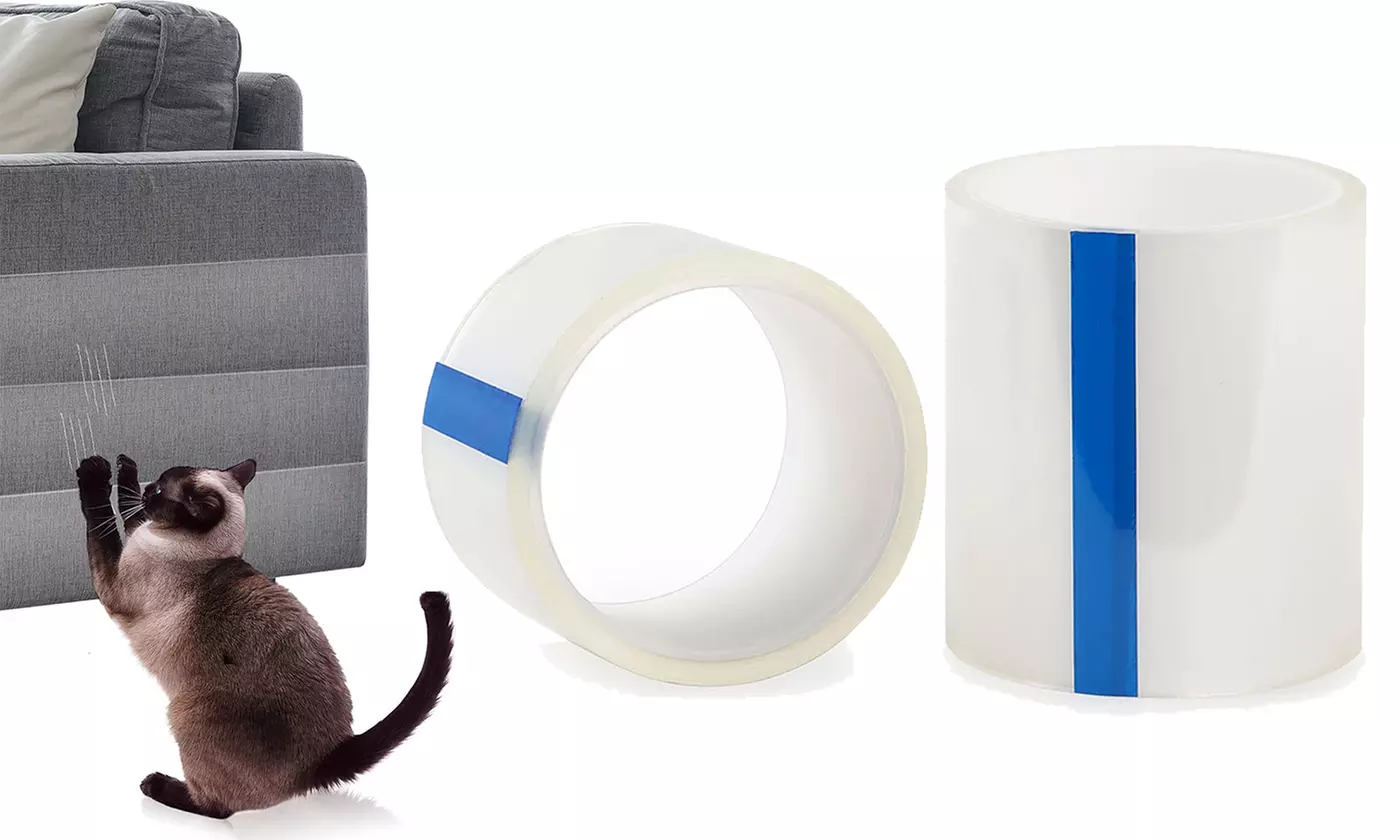 Cat Scratch Furniture Protector Tape Clear Sticky Paws Guards for Carpet Couch - Primary Image