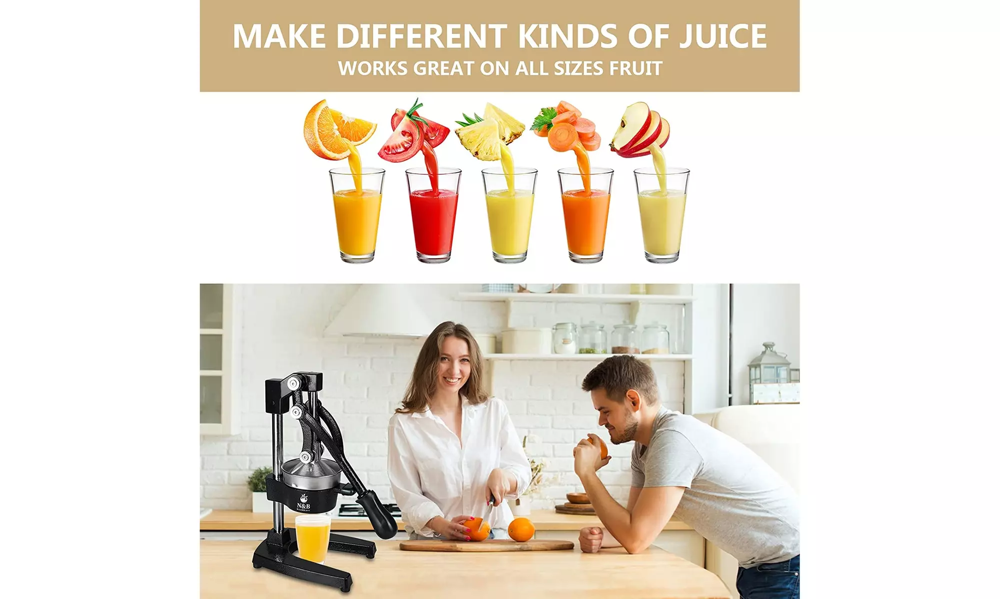 N&B NICE&BRAVO Professional Citrus Juicer Commercial Grade Manual Hand Press - Second Medium