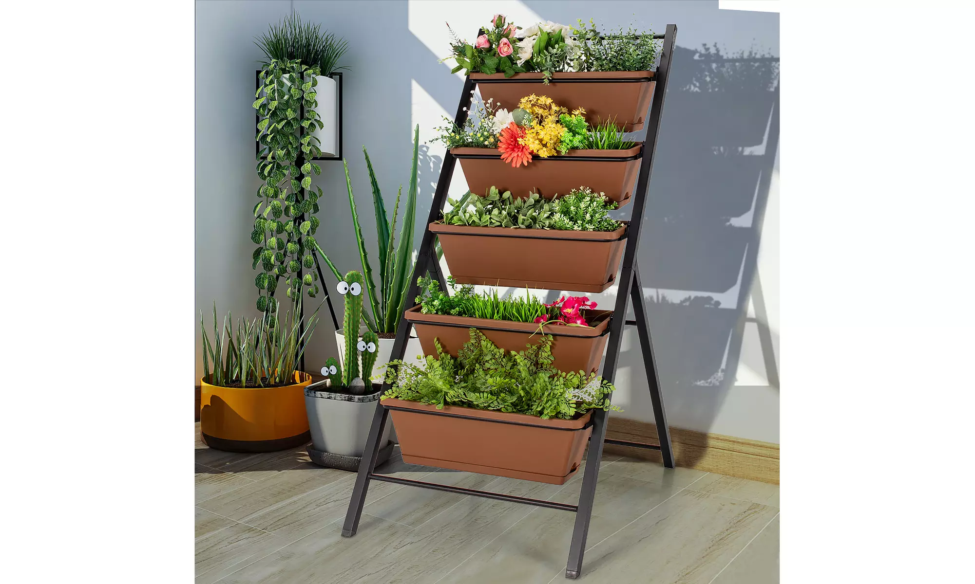 5-tier Vertical Garden Planter Box Elevated Raised Bed w/5 Container
