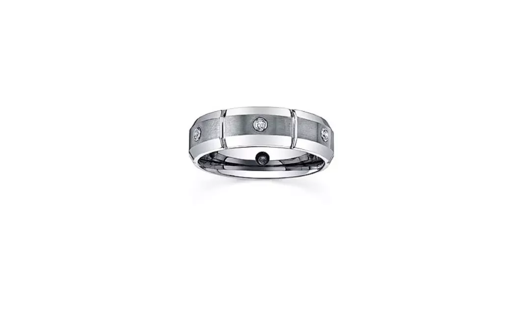 Unisex 1/2 Ct Cubic Zirconia Round White Tungsten Wedding Band - Primary Image