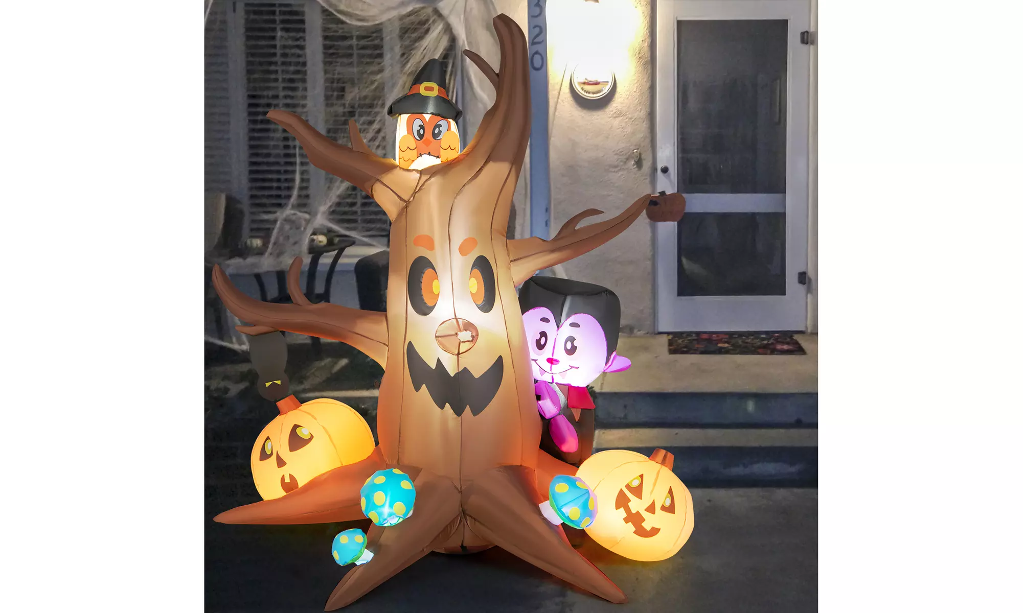 6ft Inflatable Halloween Dead Tree with Pumpkin Blow up Ghost Tree RGB Lights - Primary Image