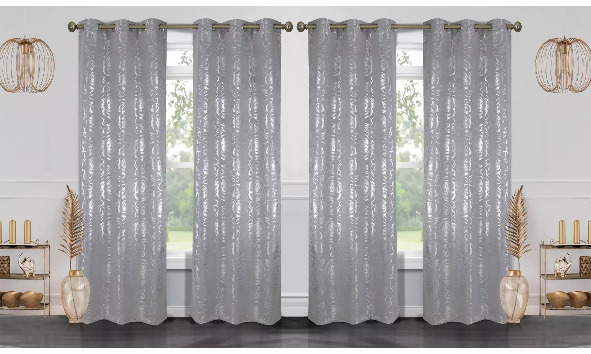 Betheny Blackout Curtain Panels with Metallic Print (2-Pack) - Primary Image