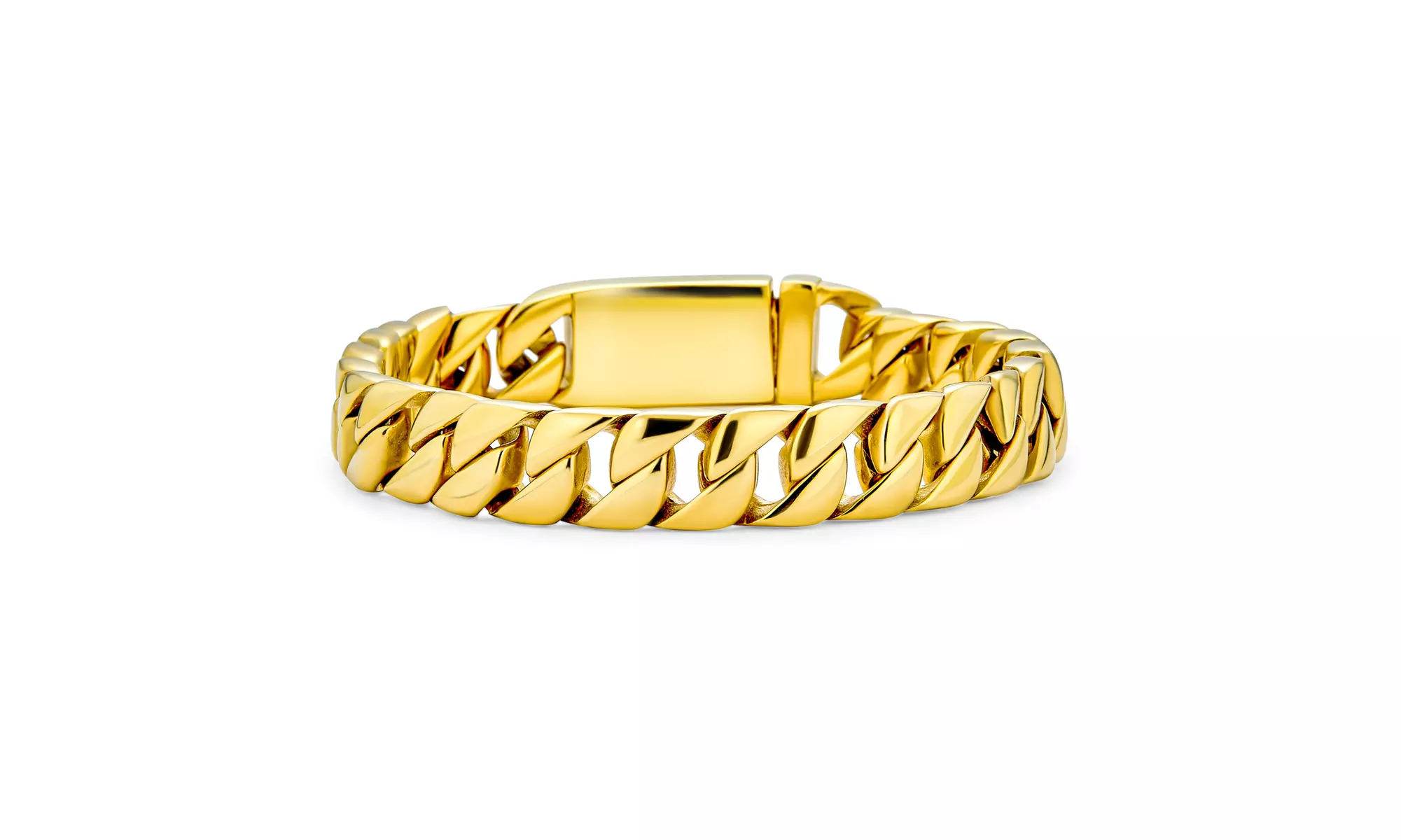 Bling Jewelry Solid Cuban Curb Chain Stainless Steel Bracelet - Primary Image