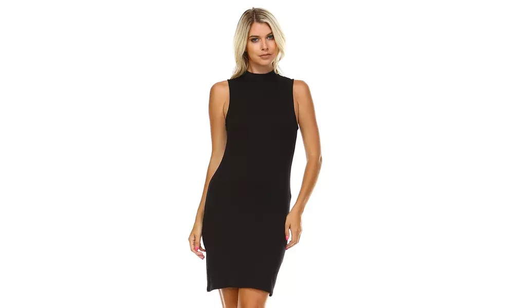 Isaac Liev Mock Turtleneck Sleeveless Bodycon Dress - Primary Image
