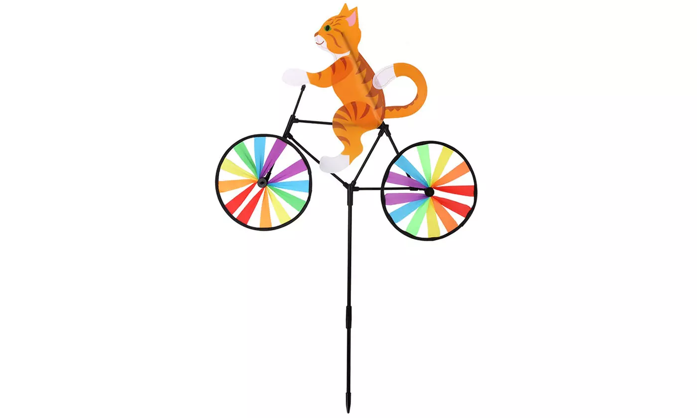 20" Animal Bike Wind Spinner Windmill Garden Funny Cat Dog Whirligig Pinwheel 
