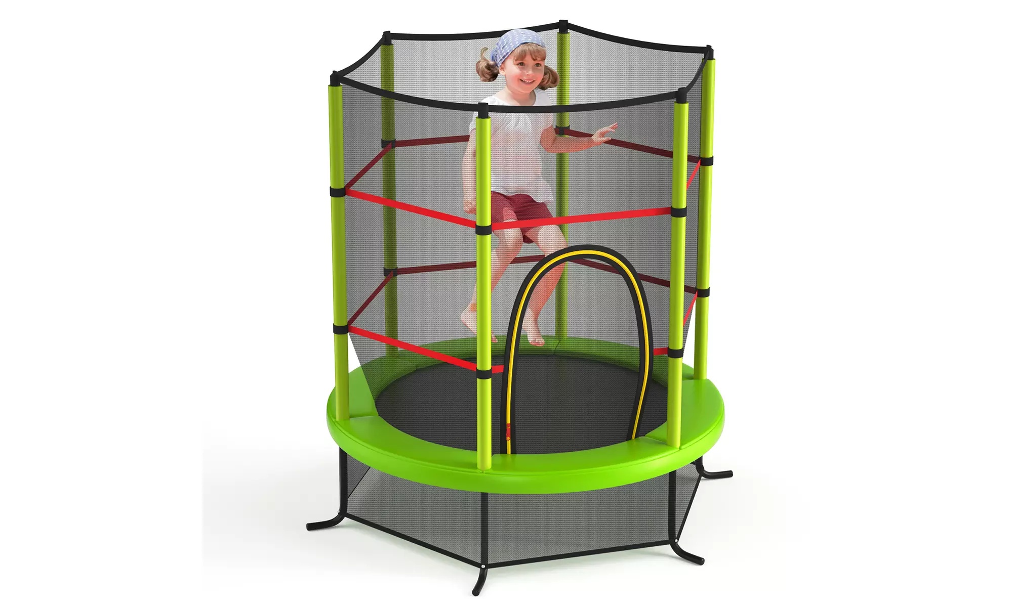 Youth Jumping Round Trampoline 55'' Exercise W/ Safety Pad Enclosure Combo Kids