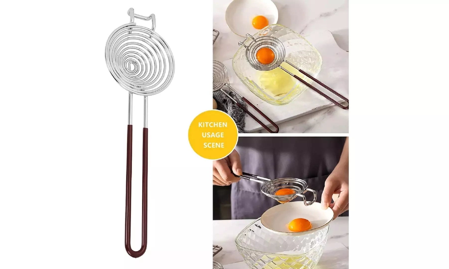 Egg Separator Stainless Steel Yolk White Separator Egg Yolk White Sifting Filter - Primary Image