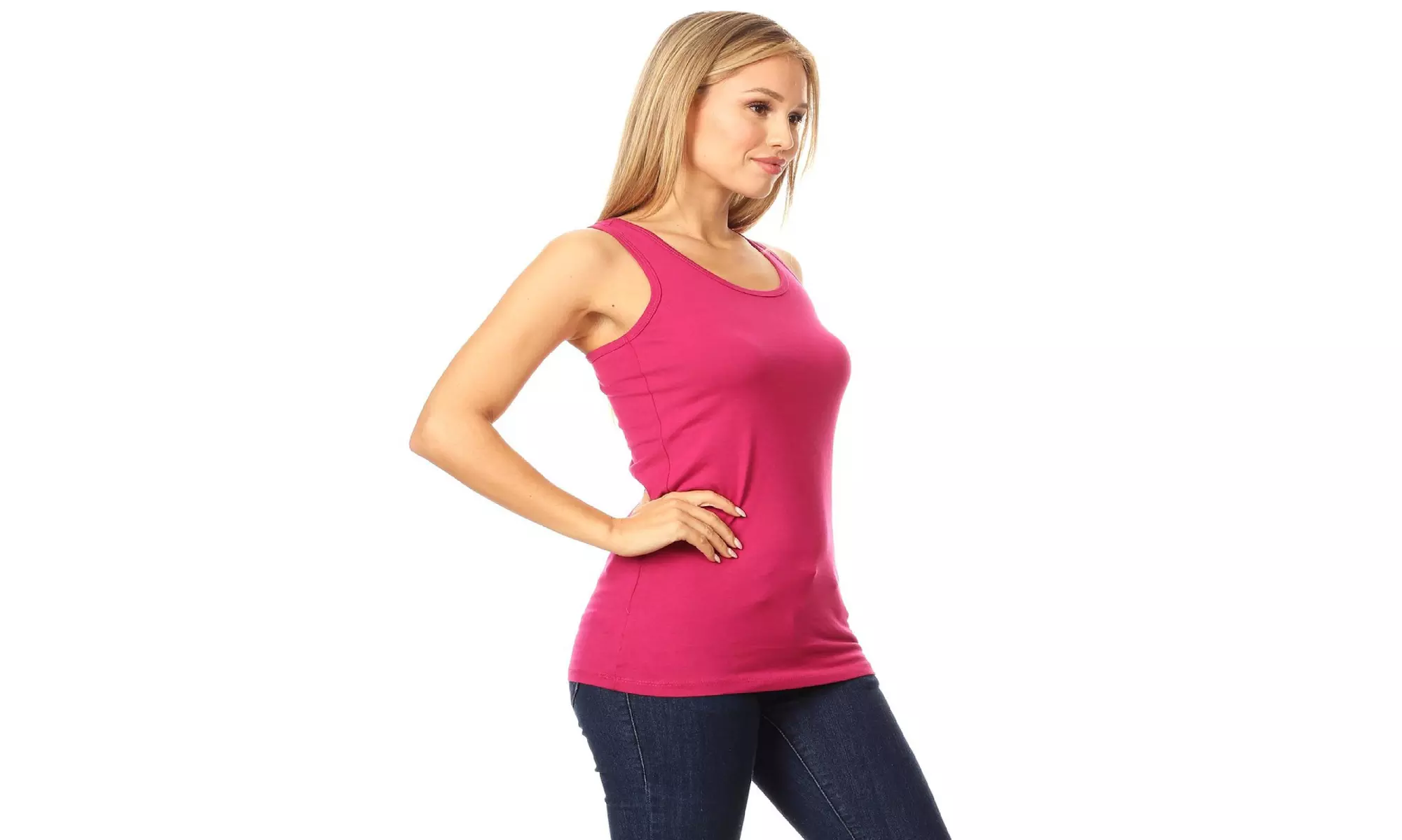 Basic Solid racerback tank top with scoop neck