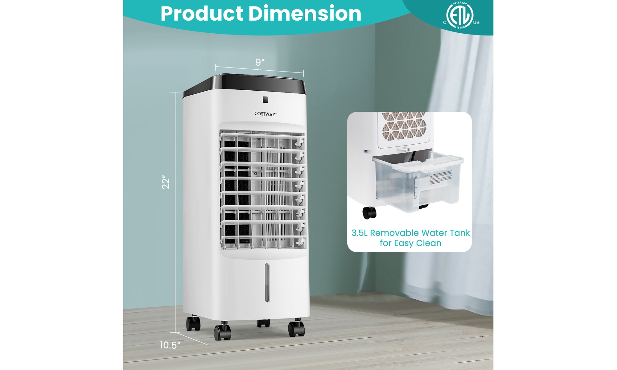 Costway 4-in-1 Evaporative Air Cooler w/ Fan Humidifier Remote Control Ice Packs