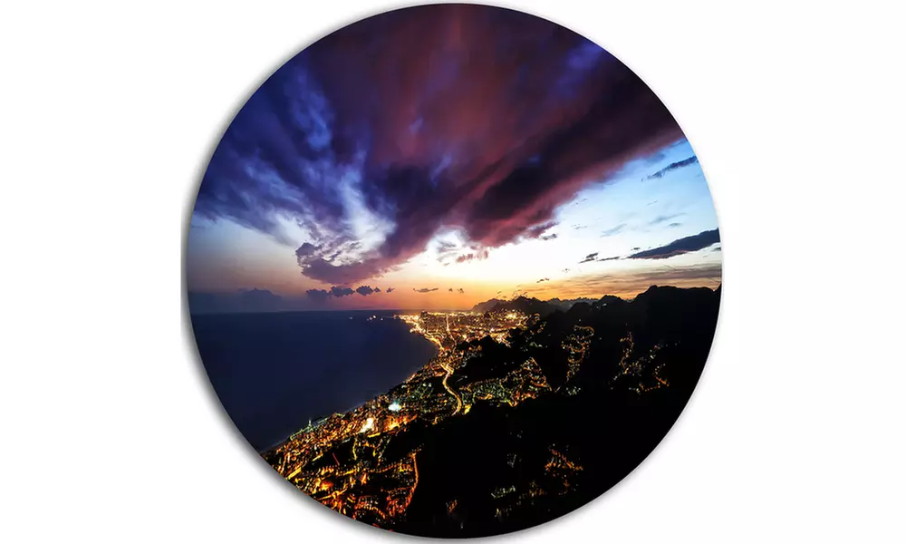 Barcelona Skyline Panorama' Cityscape Metal Circle Wall Art - Second Medium