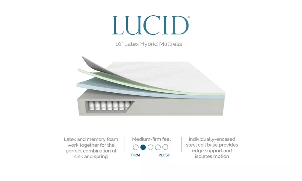  Lucid 10 in. Bamboo Charcoal and Aloe Vera Hybrid Mattress - Second Medium