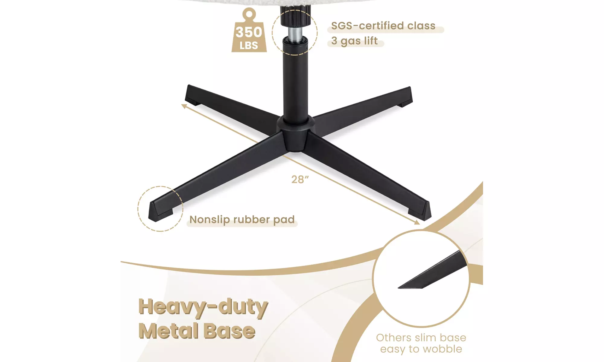 Costway Armless Swivel Office Chair