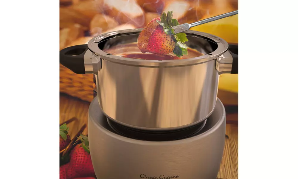 Stainless Steel Fondue Pot Set- Melting Pot Cooker and Warmer- Includes 8 Forks - Second Medium