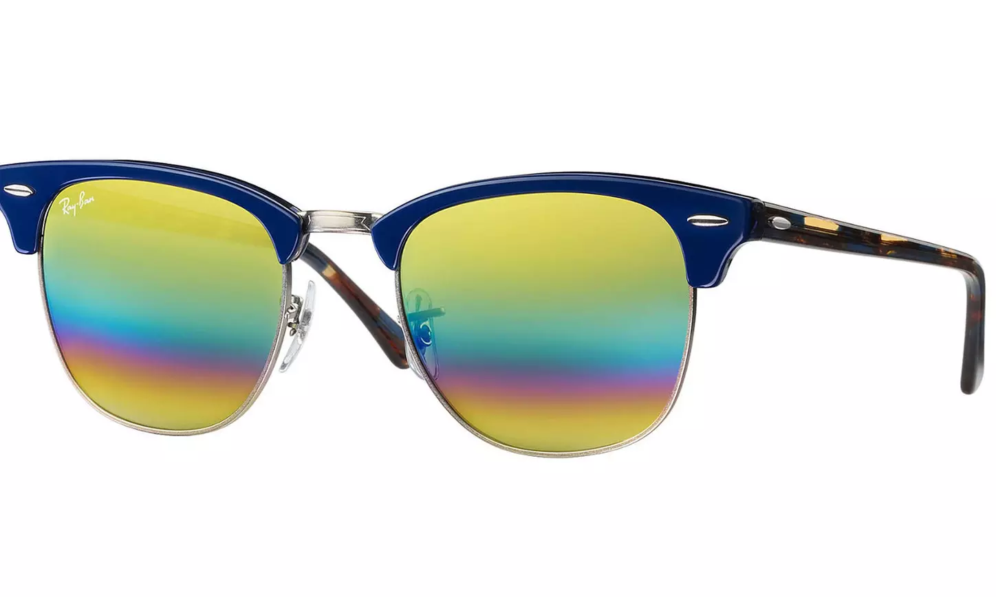 Ray-Ban Clubmaster Mineral Flash Lenses Sunglasses 49mm - Blue Frame - Primary Image