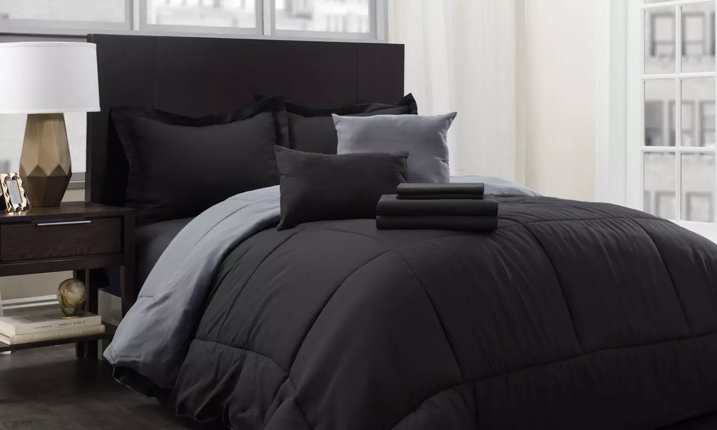 Hotel New York Reversible Solid Comforter Set (8- or 10-Piece) - Primary Image