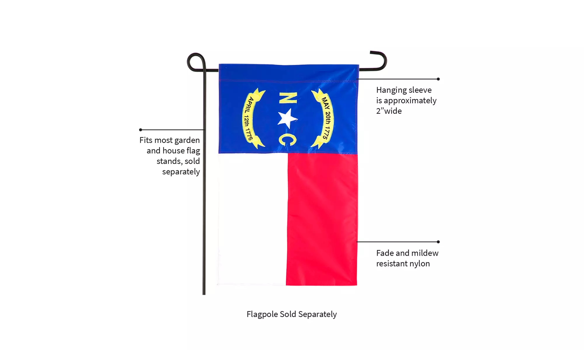 Evergreen Flag NC State Garden Applique Flag - Second Medium