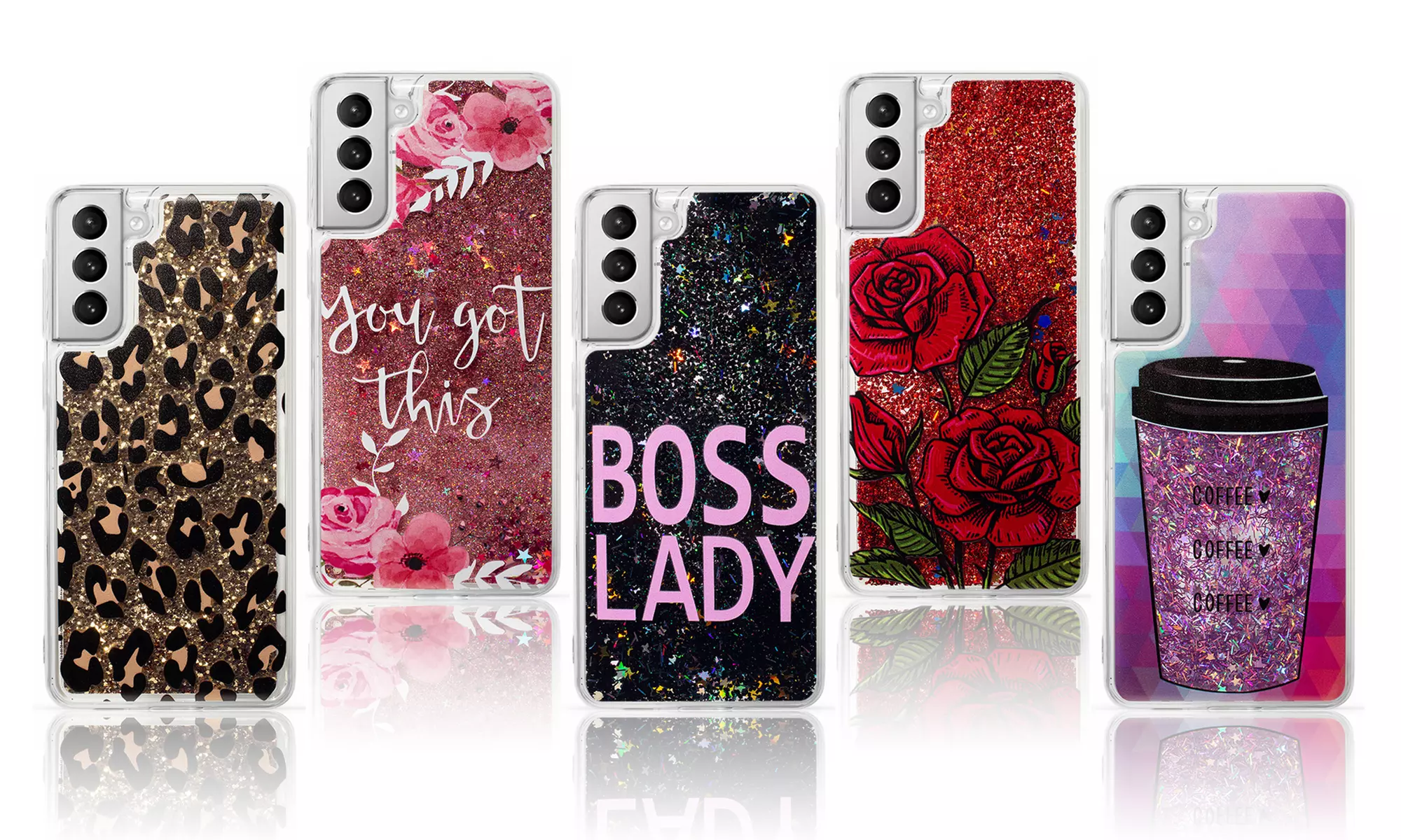 Sparkling Liquid Quicksand Waterfall Case - Samsung S21, S21 Plus, S21 Ultra - Primary Image