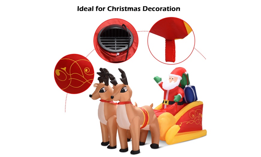 Image 7: 7 Ft Waterproof Inflatable Double Deer w/ Sled Christmas Decoration