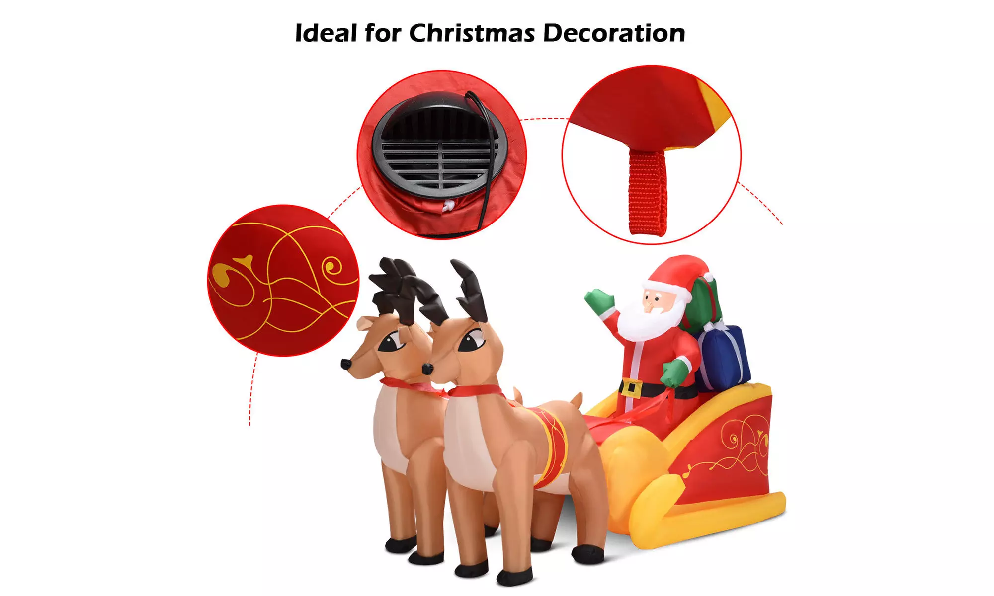 7 Ft Waterproof Inflatable Double Deer w/ Sled Christmas Decoration