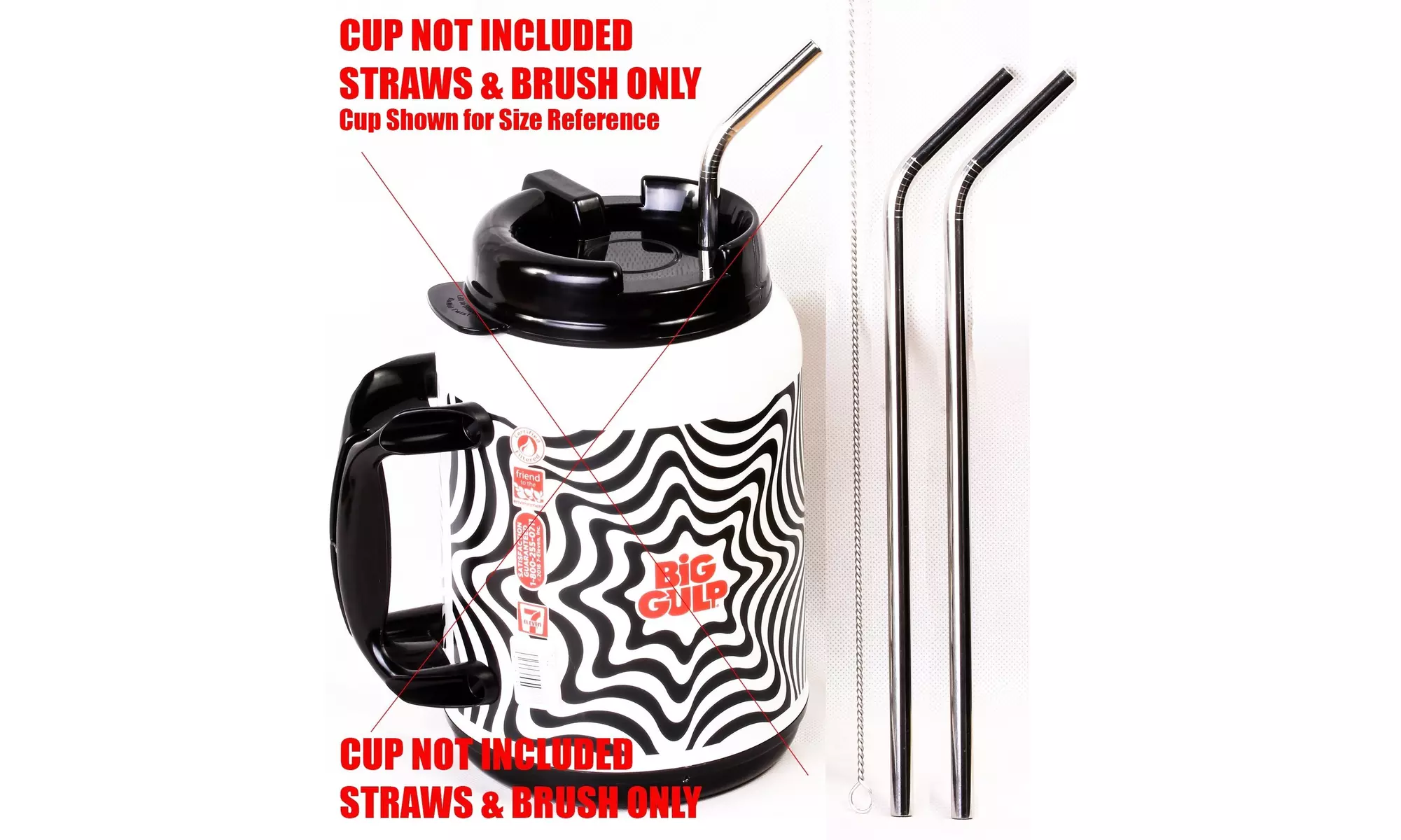 2 Big Gulp 11.5" JUMBO Stainless Steel Straw For 64 Oz Travel Mug - Primary Image