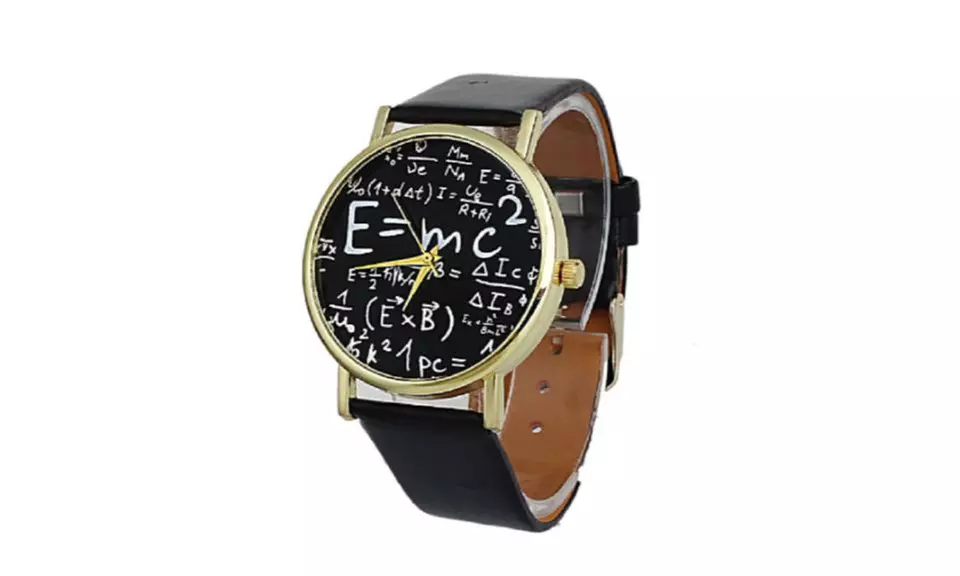 Math Symbols Faux Leather Analog Quartz Wrist Watch - Primary Image