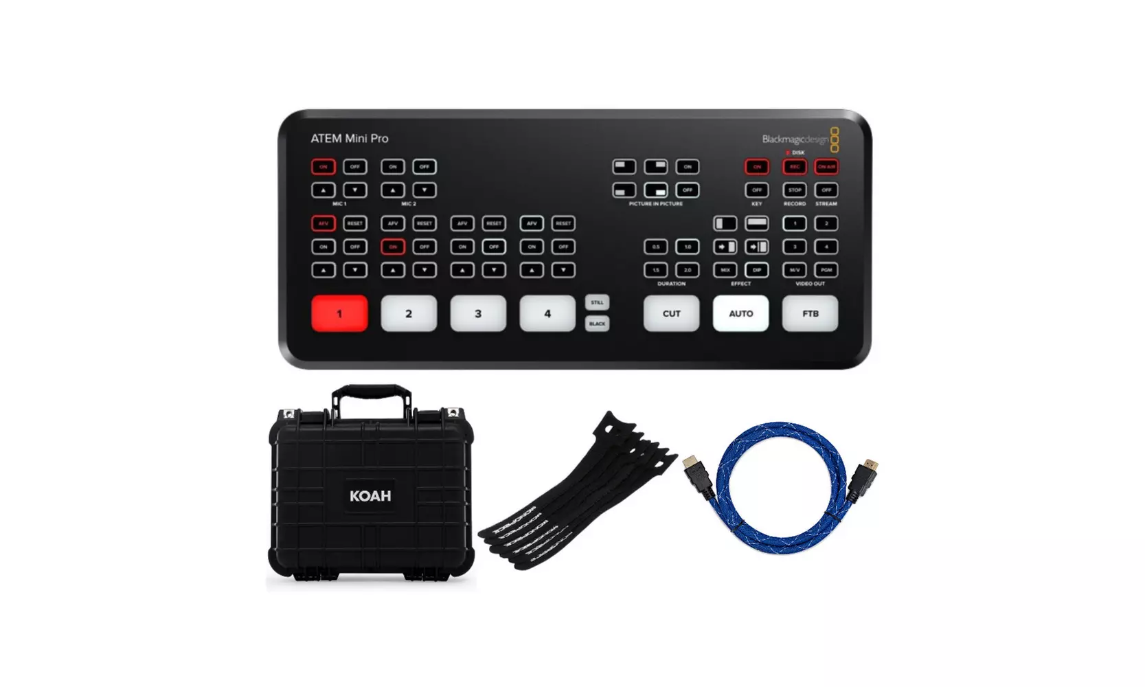 Blackmagic Design ATEM Mini Pro HDMI Live Stream Switcher, Cable and Case Bundle - Primary Image