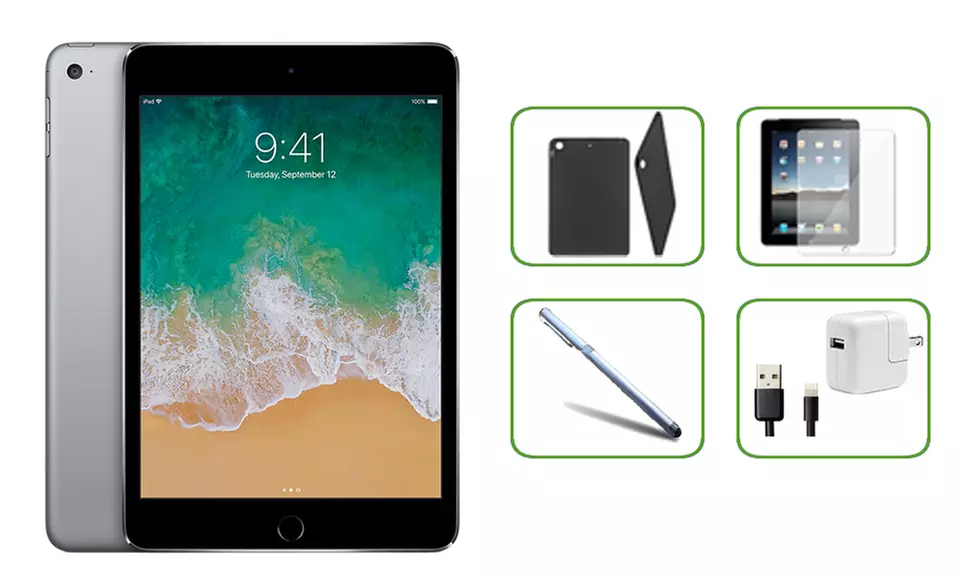 Apple iPad Mini 4 WiFi Only Tablet With Accessories Bundle (Scratch & Dent) - Primary Image