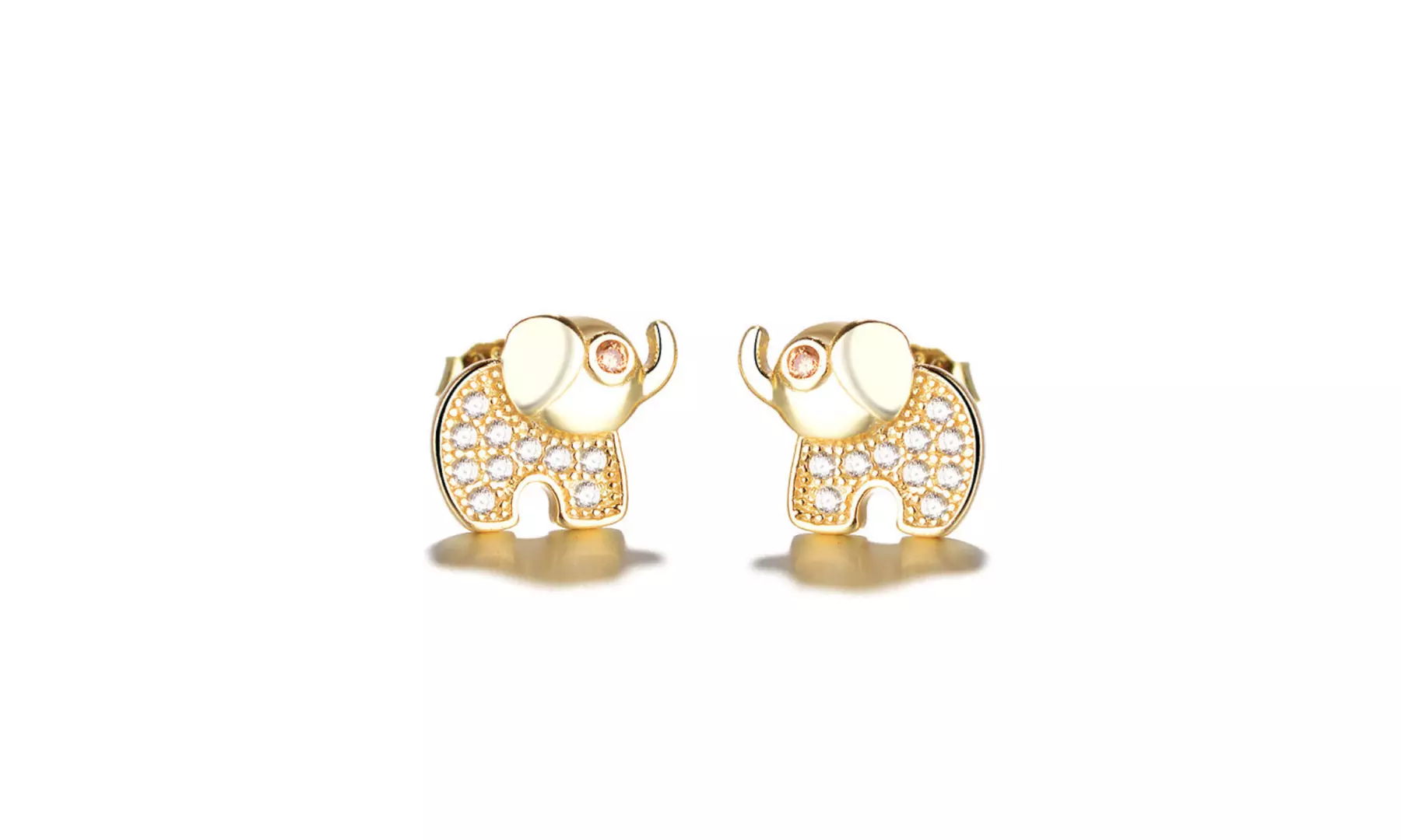 Sterling Silver Elephant Stud Earring with Citrine and White Topaz 