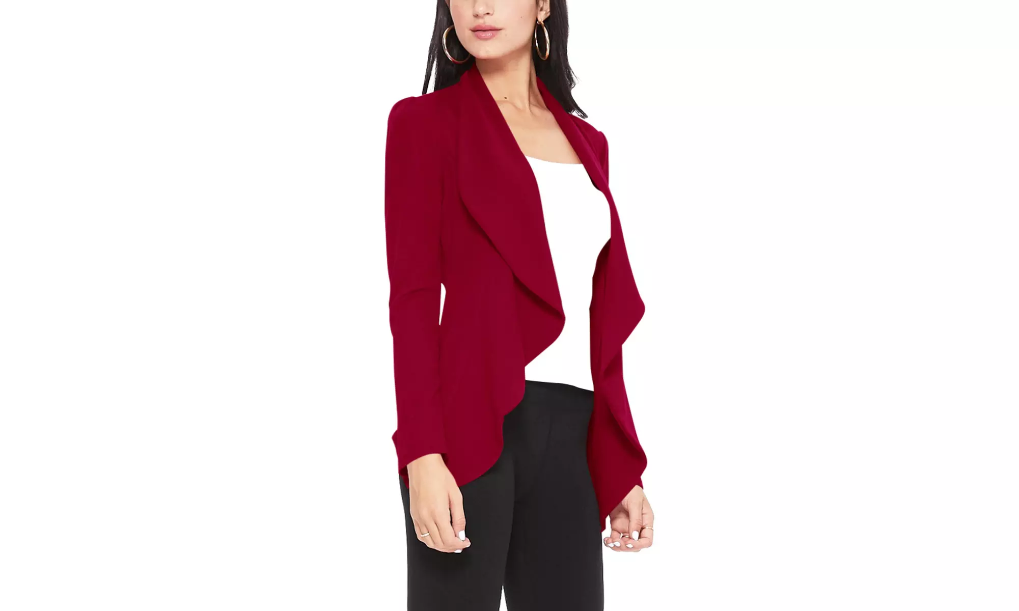 Casual Long Sleeves Open Front Office Wear Solid Blazer Jacket S-3XL