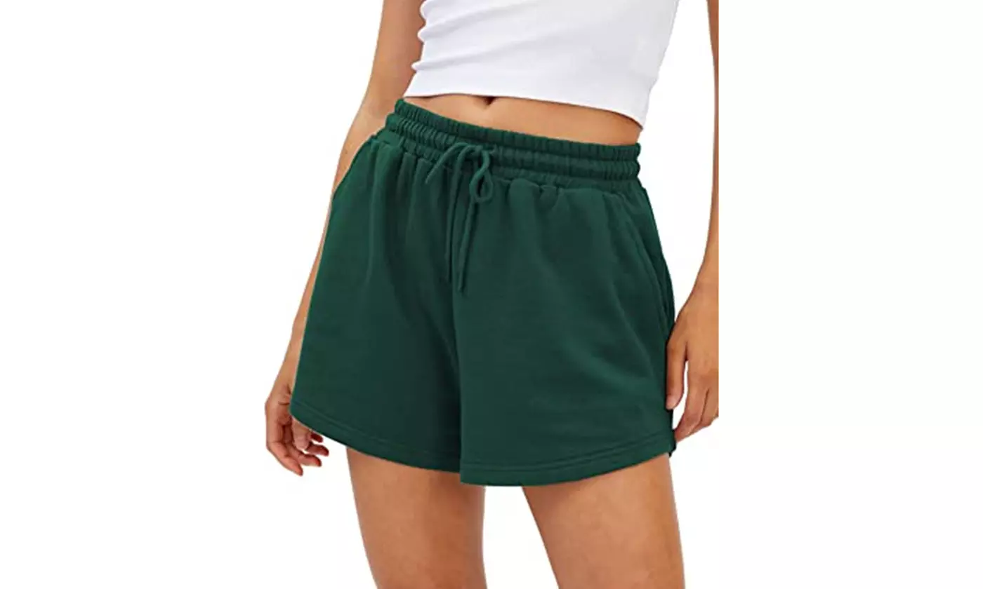LESIES Womens Elastic Waist Sweat Shorts Active Shorts Workout Shorts