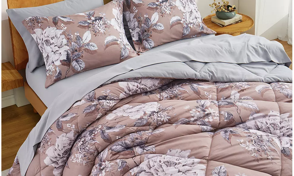 Peace Nest 5 or 7 PC Floral Printed Reversible Comforter & Sheets Set