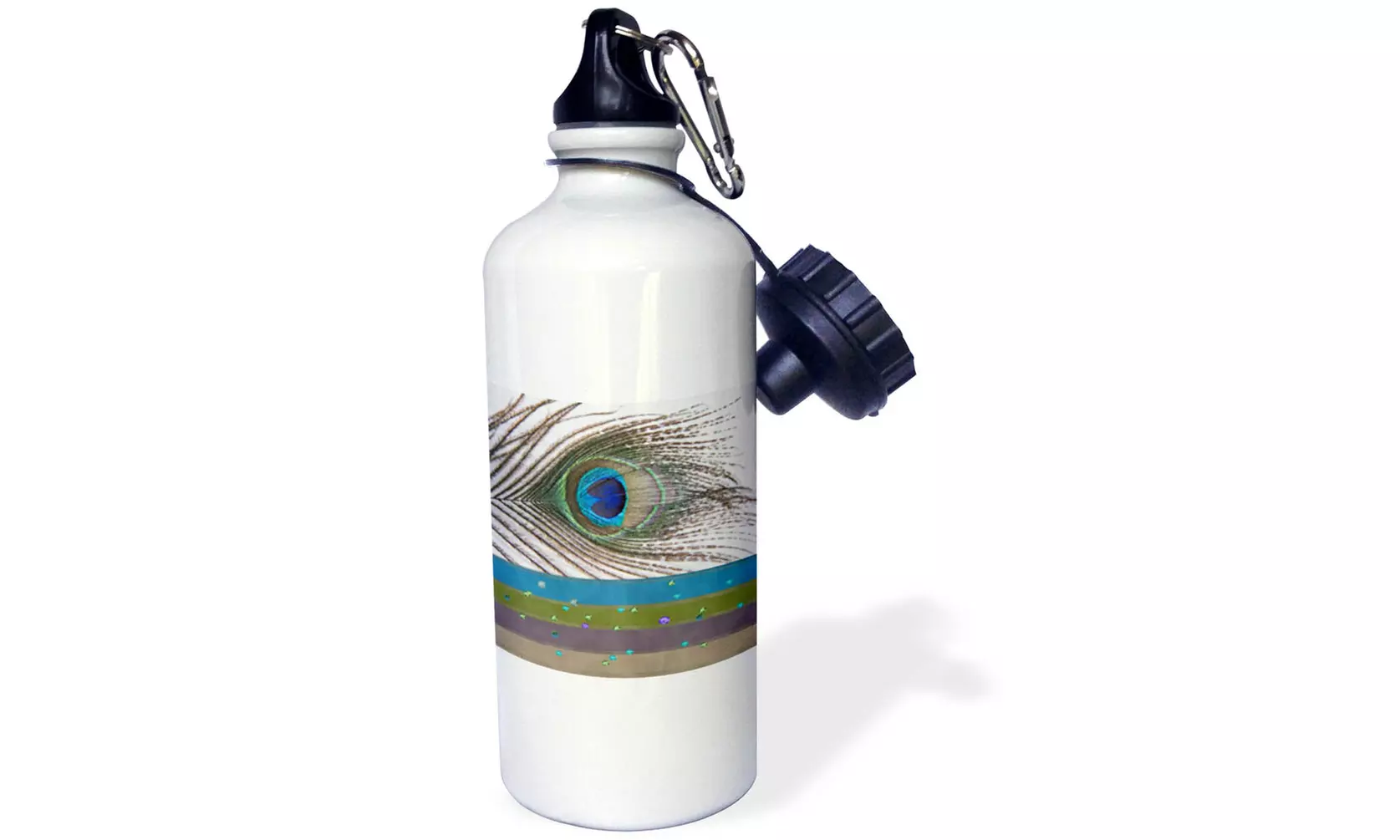  Water Bottle Peacock Feather with Green, Blue, and Purple Gem Look  - Primary Image