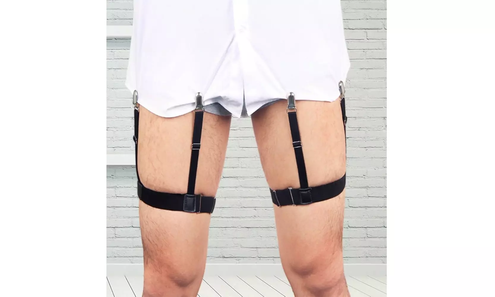 Men's New Dress Shirt Stays Adjustable Garter Belts Non-slip Clamps - Primary Image