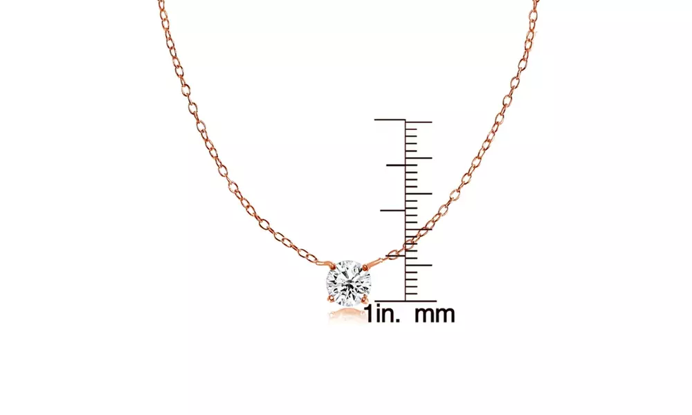 Rose Gold Flashed 925 Silver Small Dainty Round Cubic Zirconia Choker Necklace