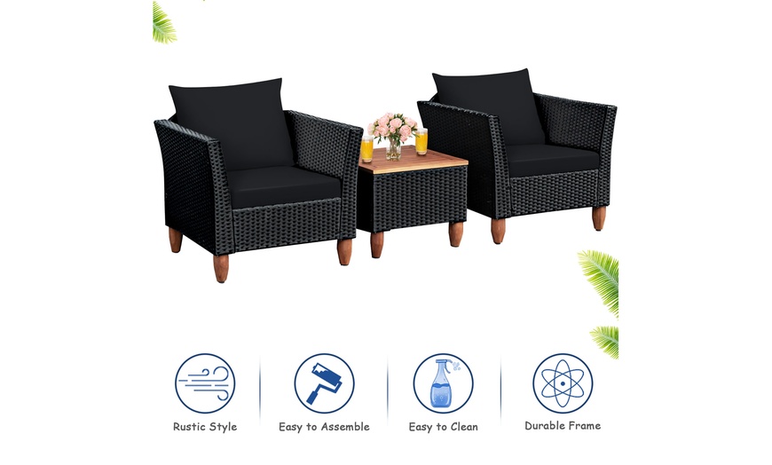 Up To 50% Off On Costway 3PCS Patio Rattan Fur... | Groupon Goods