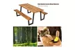 Picnic Table Bench Set Outdoor Camping Wooden 2 Built-in Benches w/Umbrella Hole - Second Medium