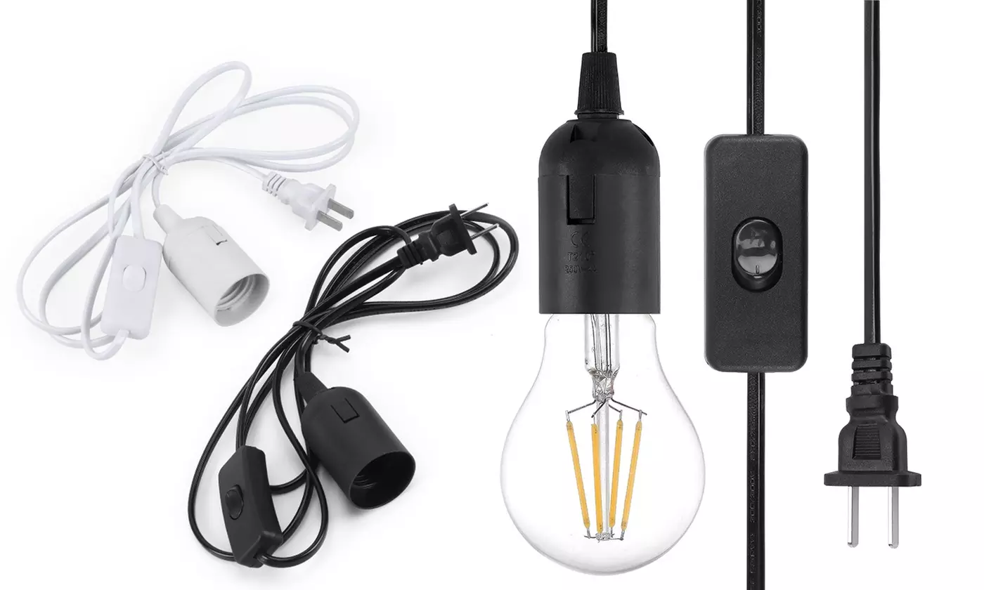 6FT E26 E27 Light Bulb Socket to AC Wall Outlet Plug Adapter On/Off Switch - Primary Image