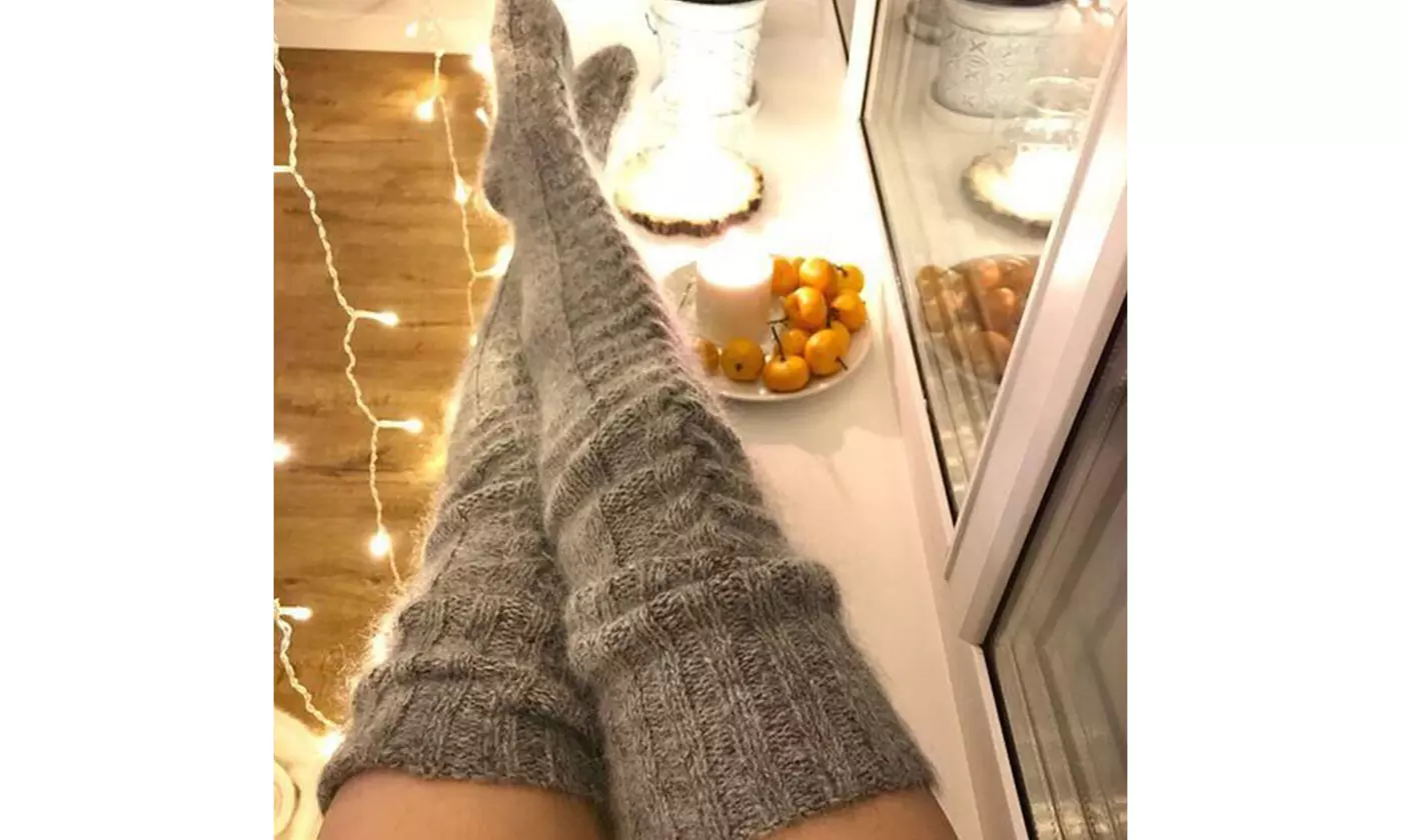 Women's Cable Knitted Thigh High Boot Socks Extra Long Winter Leg Warmers