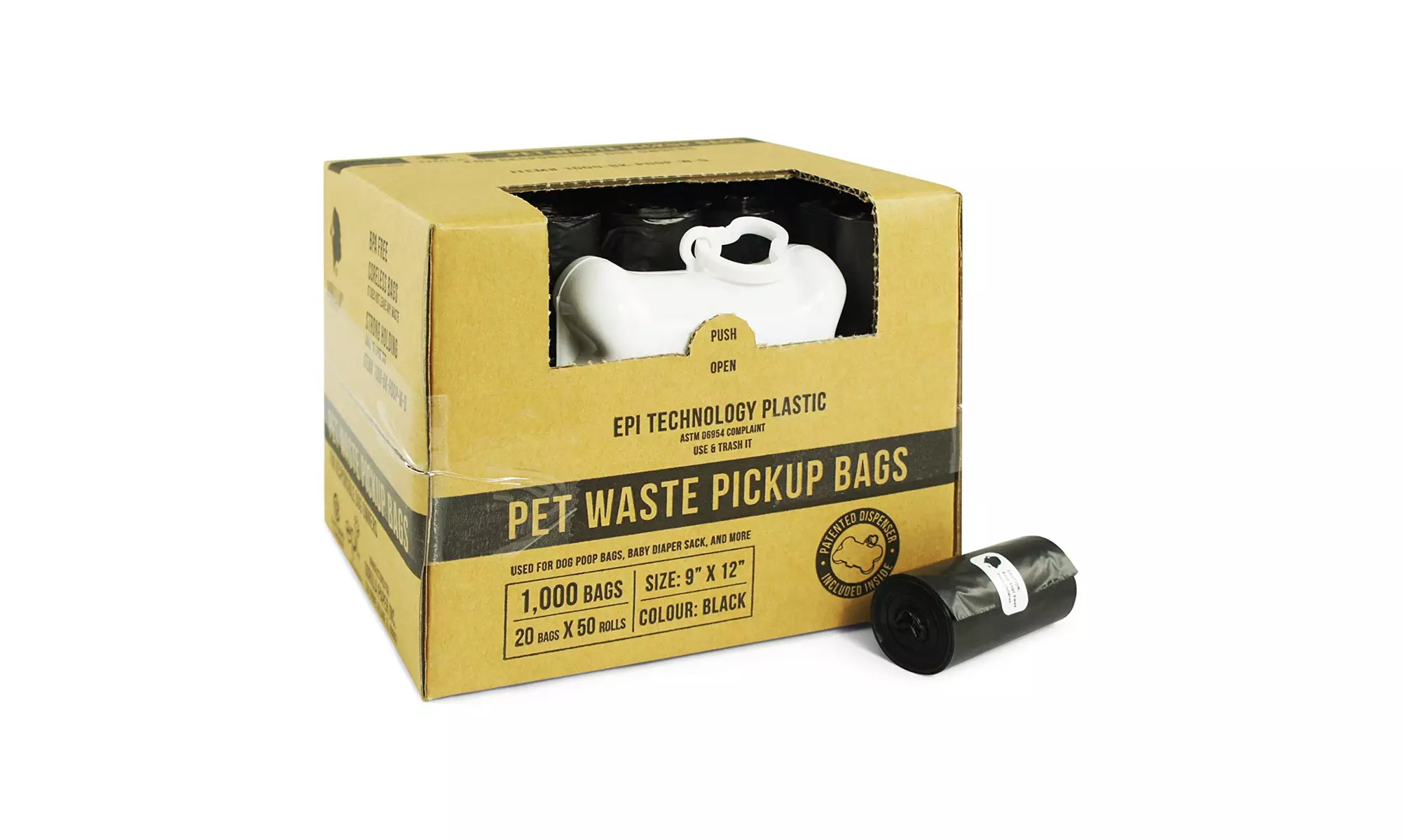 Gorilla Supply Dog Waste Bags with Patented Dispenser and Leash Tie, Unscented - Primary Image