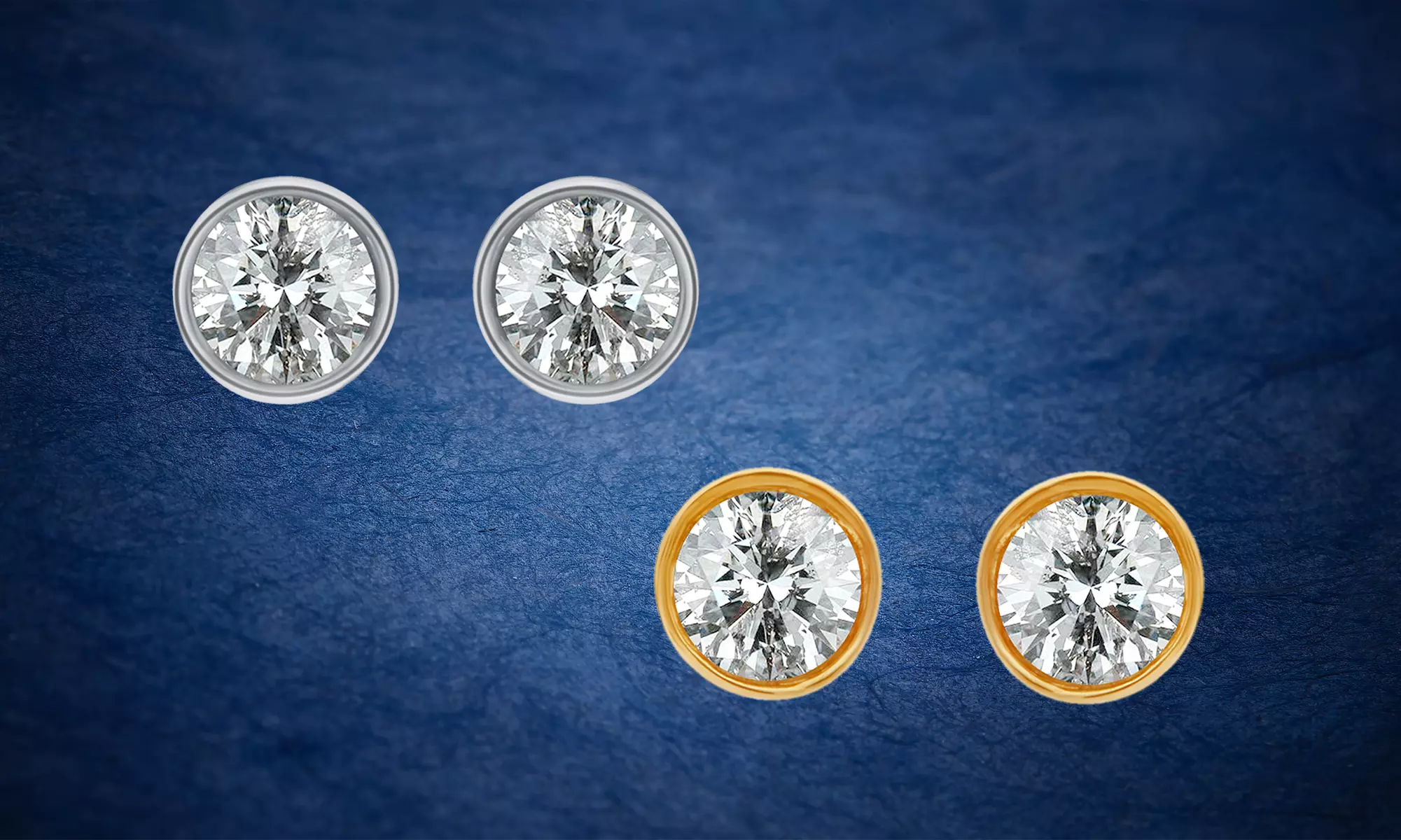 1/4 CTTW Diamond Bezel Set Stud Earrings in 14K Gold By Brilliant Diamond - Primary Image