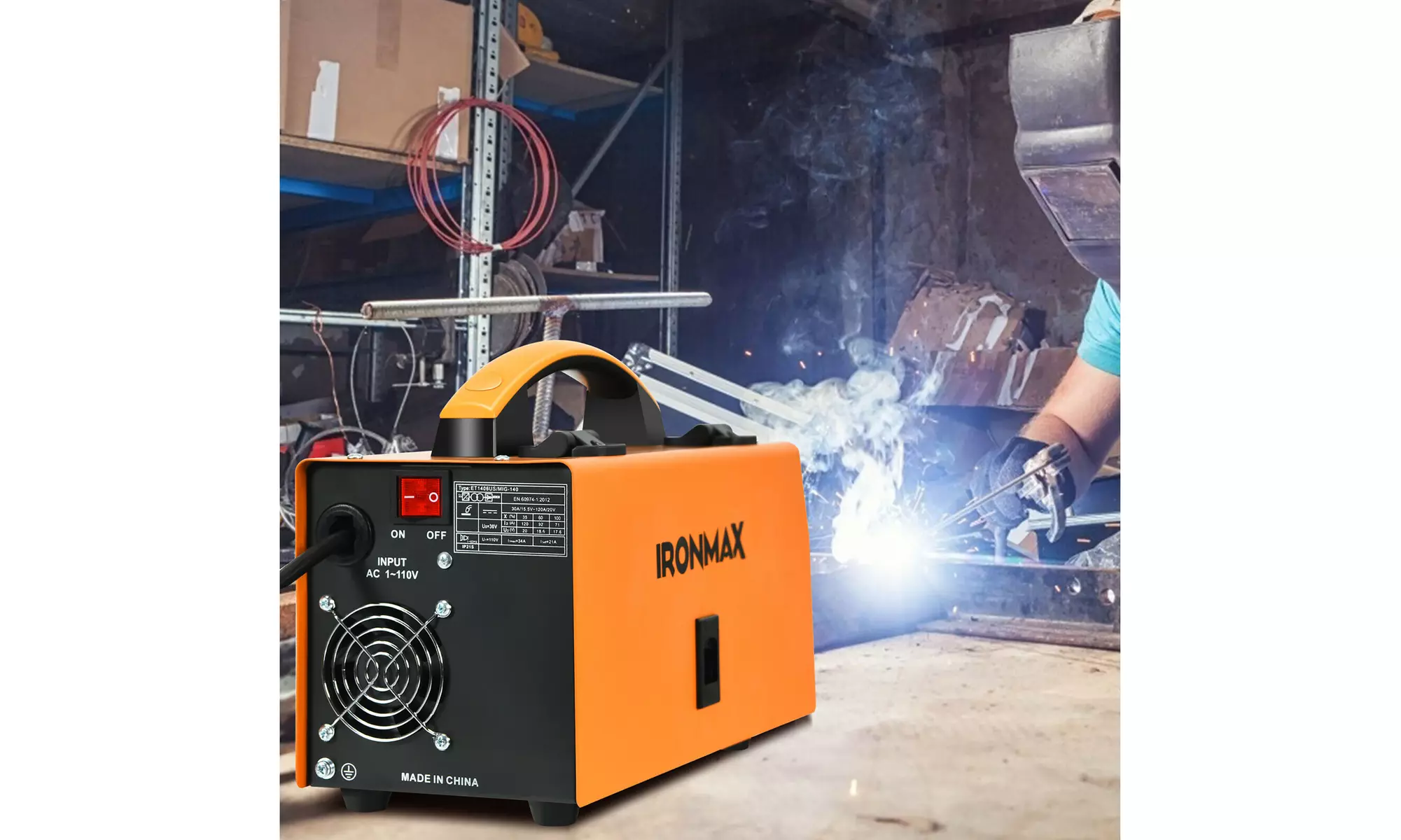 Ironmax MIG 140 Welder No Gas Flux-cored Automatic Feed Welder IGBT Inverter - Primary Image
