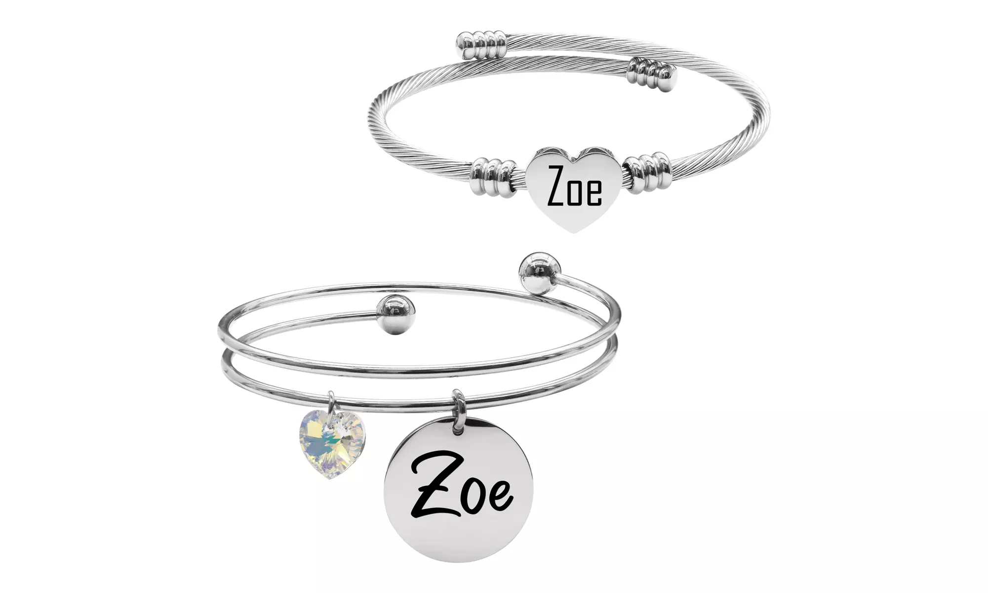 Womens Personalized Reversible Name Bracelet Set By Pink Box - Second Medium