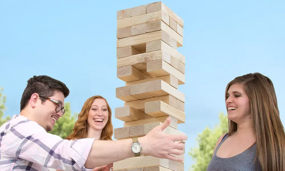 Giant Wooden Blocks Tower Stacking Game, Outdoors Yard Game by Hey! Play! - Primary Image