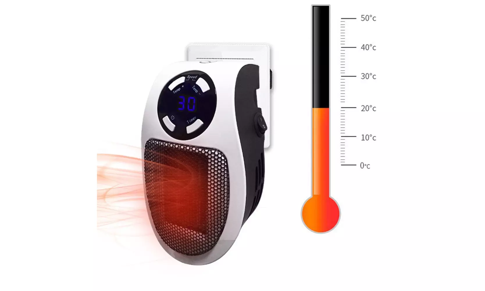 US 1-2 Pack Handy Portable Heater Turbo Wall Outlet Heater Mini for Bedroom
